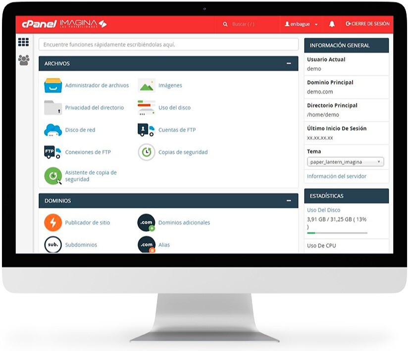 Panel de control personalizado