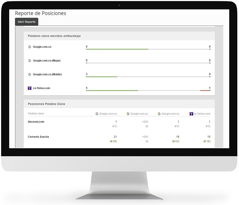 Reporte de Posiciones/Variación en Buscadores